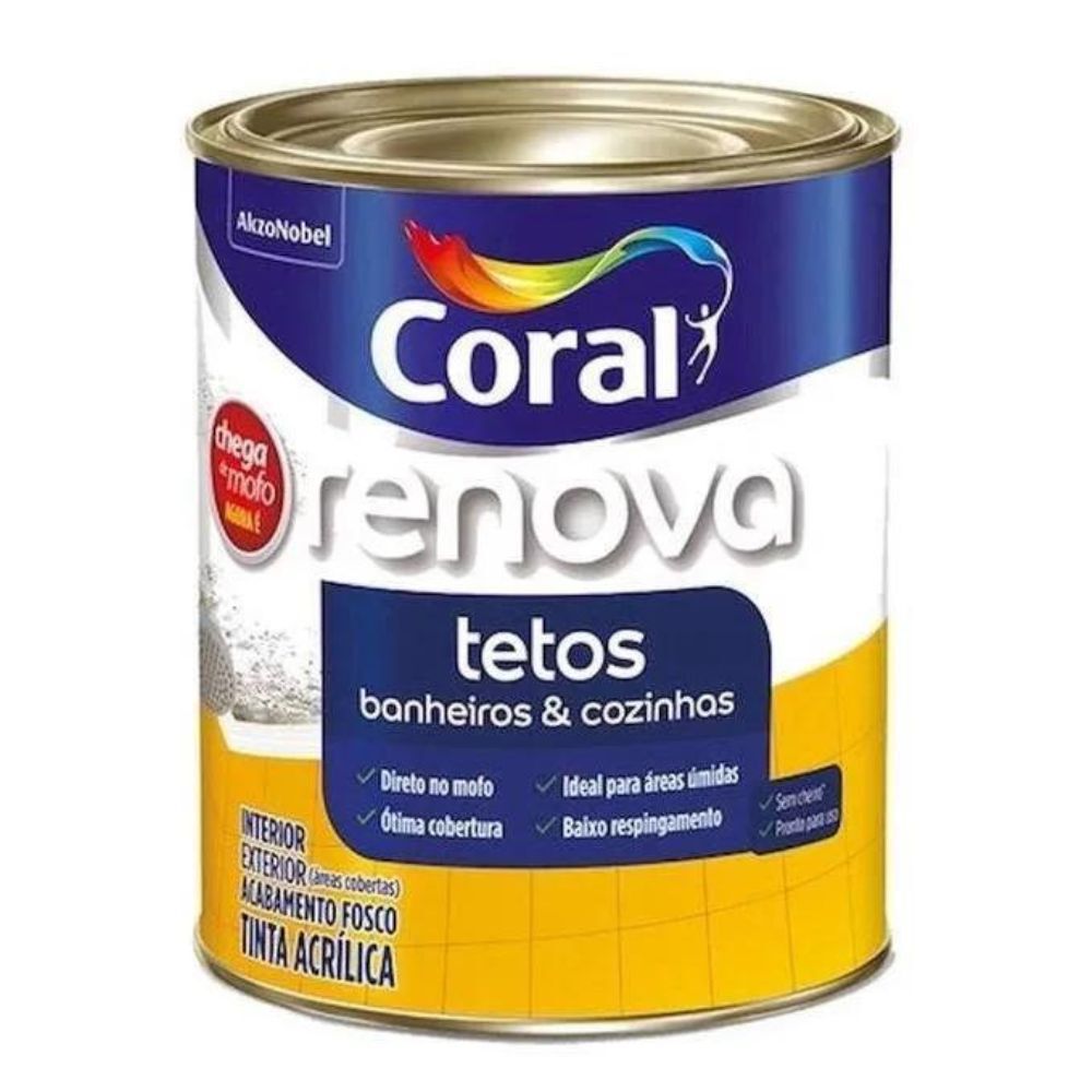 Tinta Acrílica Fosco Renova Tetos Branco 3,6L Coral
